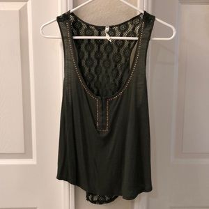 Olive Green Tank with Lace Back